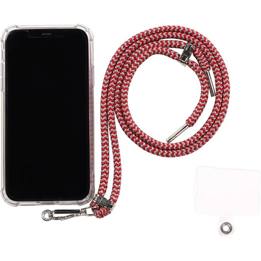 G-Power Cell Phone Lanyard Convenient and Comfortable Lanyard Easy to Use Neck Phone Holder Adjustable Length Phone Strap Crossbody With Clear Patch Fits All Mobile Phones - Red Grey