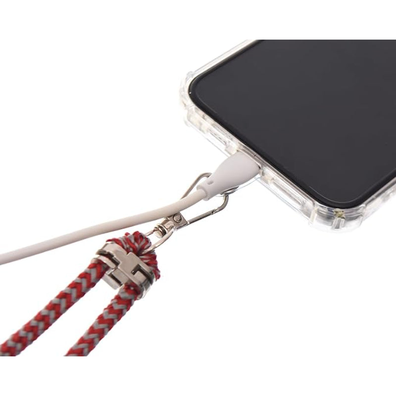 G-Power Cell Phone Lanyard Convenient and Comfortable Lanyard Easy to Use Neck Phone Holder Adjustable Length Phone Strap Crossbody With Clear Patch Fits All Mobile Phones - Red Grey