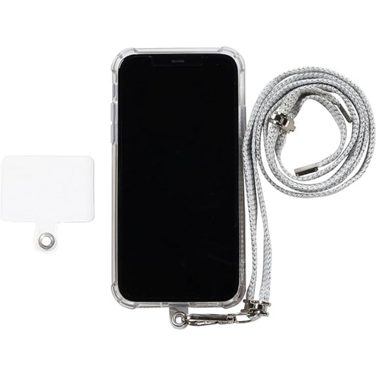 G-Power Cell Phone Lanyard Convenient and Comfortable Lanyard Easy to Use Neck Phone Holder Adjustable Length Phone Strap Crossbody With Clear Patch Fits All Mobile Phones - White Silver