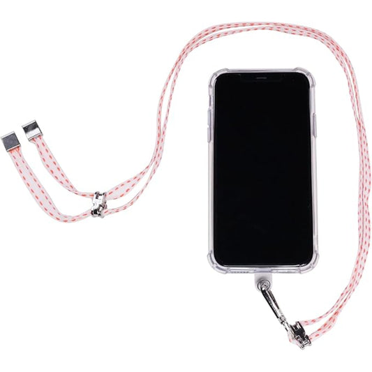 G-Power Cell Phone Lanyard Convenient and Comfortable Lanyard Easy to Use Neck Phone Holder Adjustable Length Phone Strap Crossbody With Clear Patch Fits All Mobile Phones - White Orange