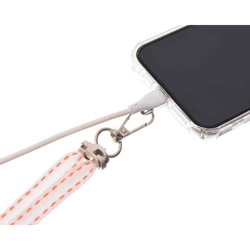 G-Power Cell Phone Lanyard Convenient and Comfortable Lanyard Easy to Use Neck Phone Holder Adjustable Length Phone Strap Crossbody With Clear Patch Fits All Mobile Phones - White Orange