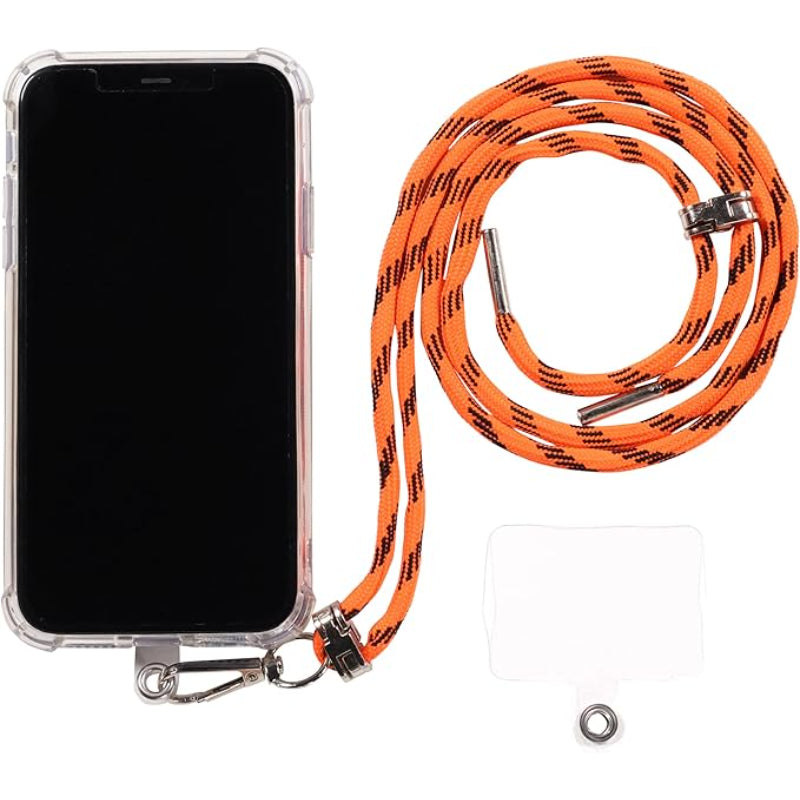 G-Power Cell Phone Lanyard Convenient and Comfortable Lanyard Easy to Use Neck Phone Holder Adjustable Length Phone Strap Crossbody With Clear Patch Fits All Mobile Phones - Orange Black