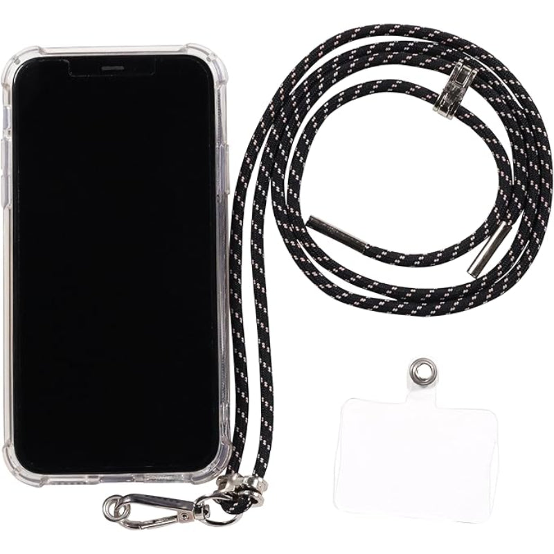 G-Power Cell Phone Lanyard Convenient and Comfortable Lanyard Easy to Use Neck Phone Holder Adjustable Length Phone Strap Crossbody With Clear Patch Fits All Mobile Phones - Black Beige