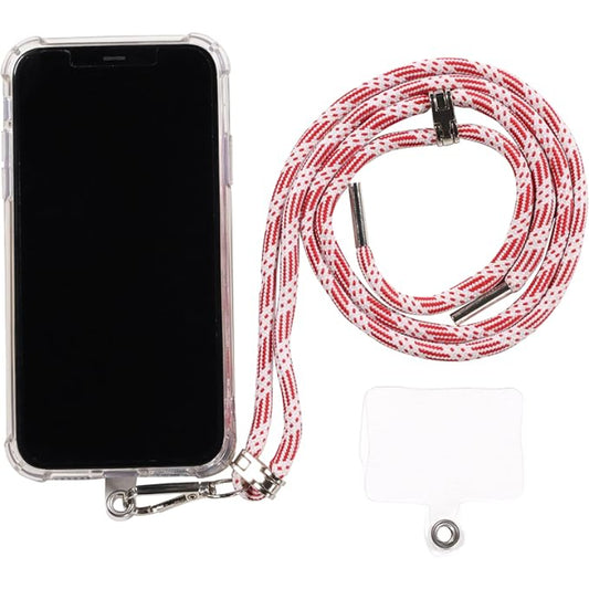 G-Power Cell Phone Lanyard Convenient and Comfortable Lanyard Easy to Use Neck Phone Holder Adjustable Length Phone Strap Crossbody With Clear Patch Fits All Mobile Phones - White Red