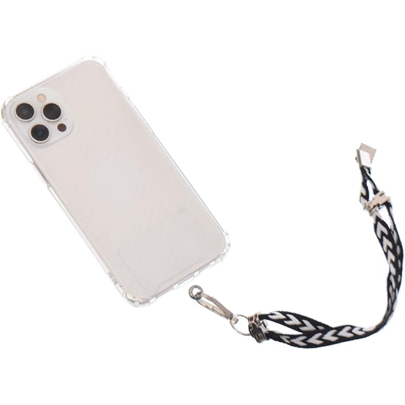 G-Power Cell Phone Lanyard Convenient and Comfortable Lanyard Easy to Use Adjustable Length Phone Strap with Clear Patch Fits All Mobile Phones - Black White