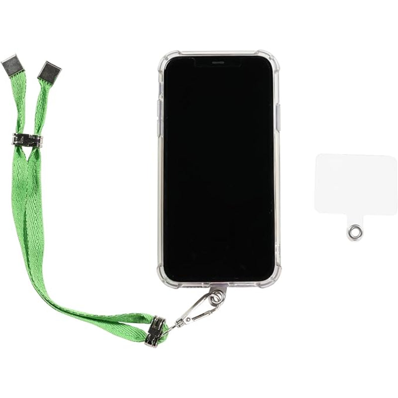 G-Power Cell Phone Lanyard Convenient and Comfortable Lanyard Easy to Use Adjustable Length Phone Strap with Clear Patch Fits All Mobile Phones - Green