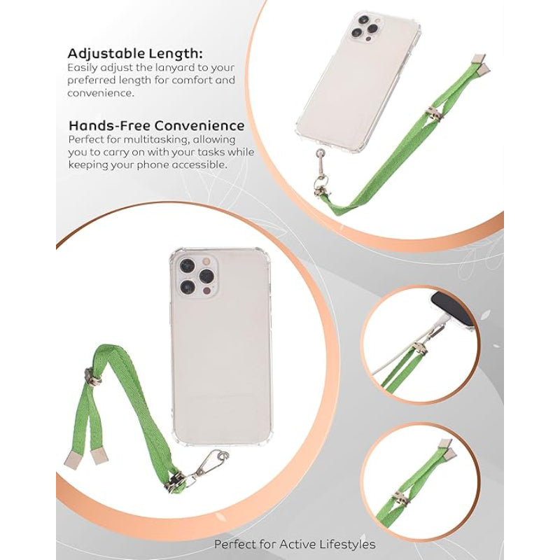 G-Power Cell Phone Lanyard Convenient and Comfortable Lanyard Easy to Use Adjustable Length Phone Strap with Clear Patch Fits All Mobile Phones - Green