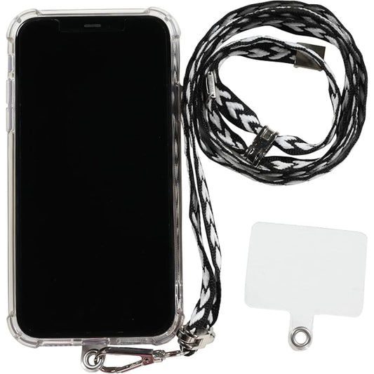 G-Power Cell Phone Lanyard Convenient and Comfortable Lanyard Easy to Use Neck Phone Holder Adjustable Length Phone Strap Crossbody With Clear Patch Fits All Mobile Phones - Black White