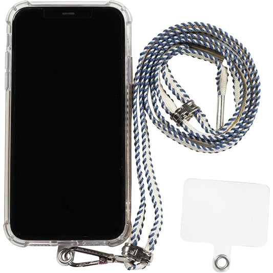 G-Power Cell Phone Lanyard Convenient and Comfortable Lanyard Easy to Use Neck Phone Holder Adjustable Length Phone Strap Crossbody With Clear Patch Fits All Mobile Phones - Off White Blue