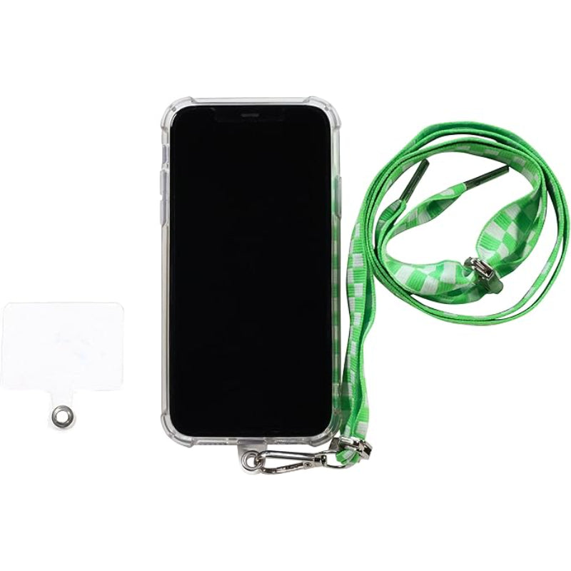 G-Power Cell Phone Lanyard Convenient and Comfortable Lanyard Easy to Use Neck Phone Holder Adjustable Length Phone Strap Crossbody With Clear Patch Fits All Mobile Phones - Green White