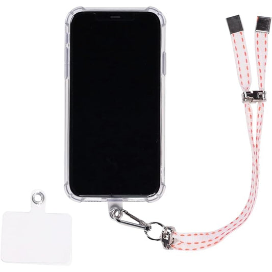 G-Power Cell Phone Lanyard Convenient and Comfortable Lanyard Easy to Use Adjustable Length Phone Strap with Clear Patch Fits All Mobile Phones - White Orange