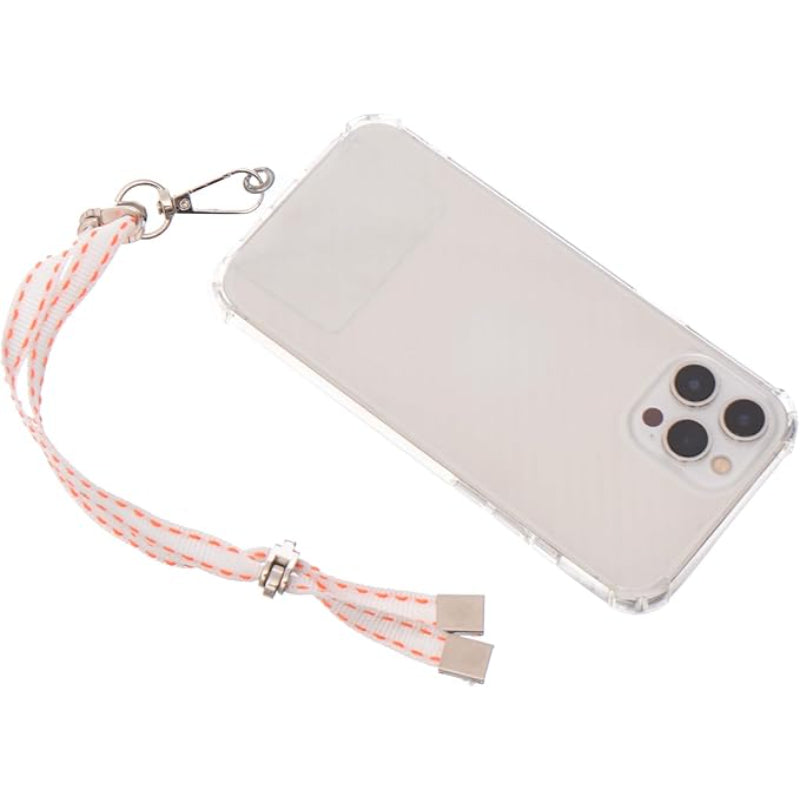 G-Power Cell Phone Lanyard Convenient and Comfortable Lanyard Easy to Use Adjustable Length Phone Strap with Clear Patch Fits All Mobile Phones - White Orange