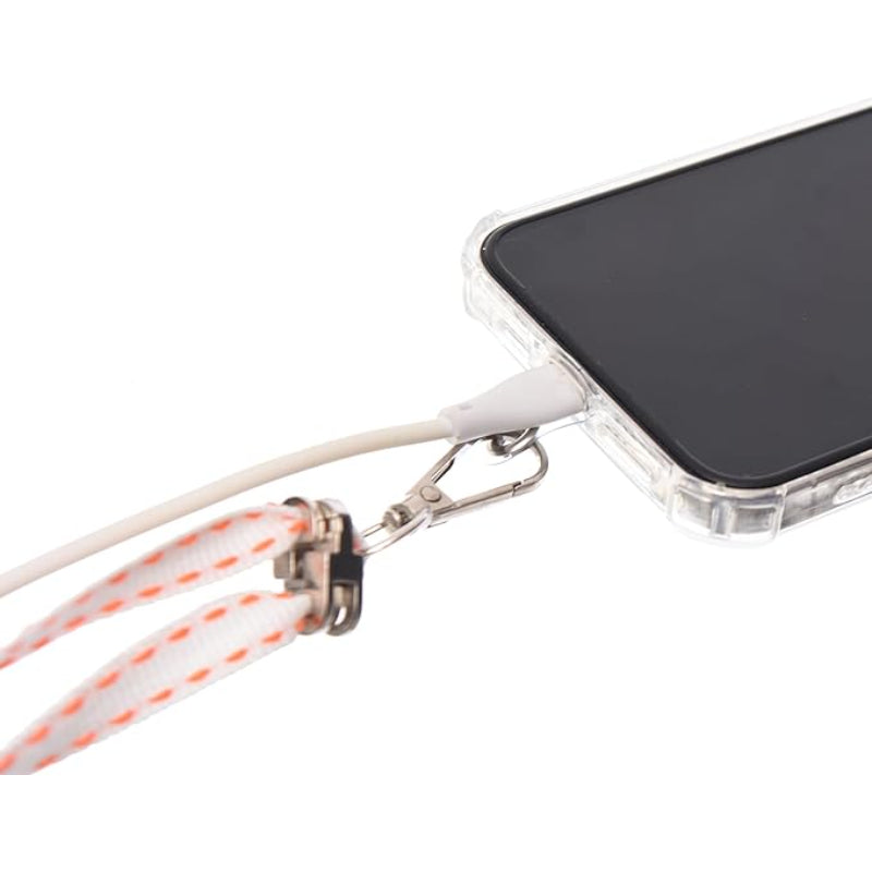 G-Power Cell Phone Lanyard Convenient and Comfortable Lanyard Easy to Use Adjustable Length Phone Strap with Clear Patch Fits All Mobile Phones - White Orange