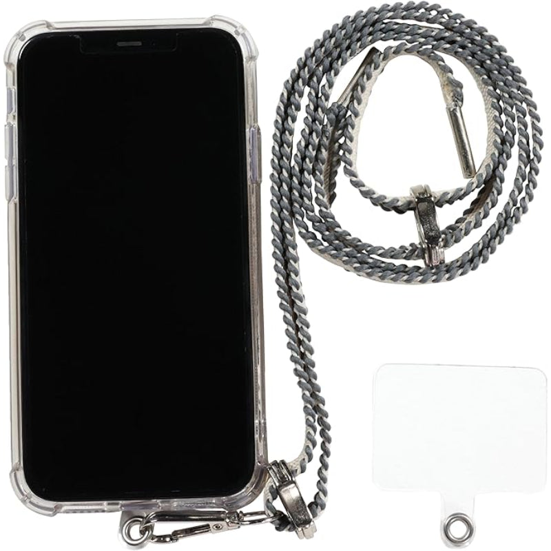 G-Power Cell Phone Lanyard Convenient and Comfortable Lanyard Easy to Use Neck Phone Holder Adjustable Length Phone Strap Crossbody With Clear Patch Fits All Mobile Phones - Off White Grey