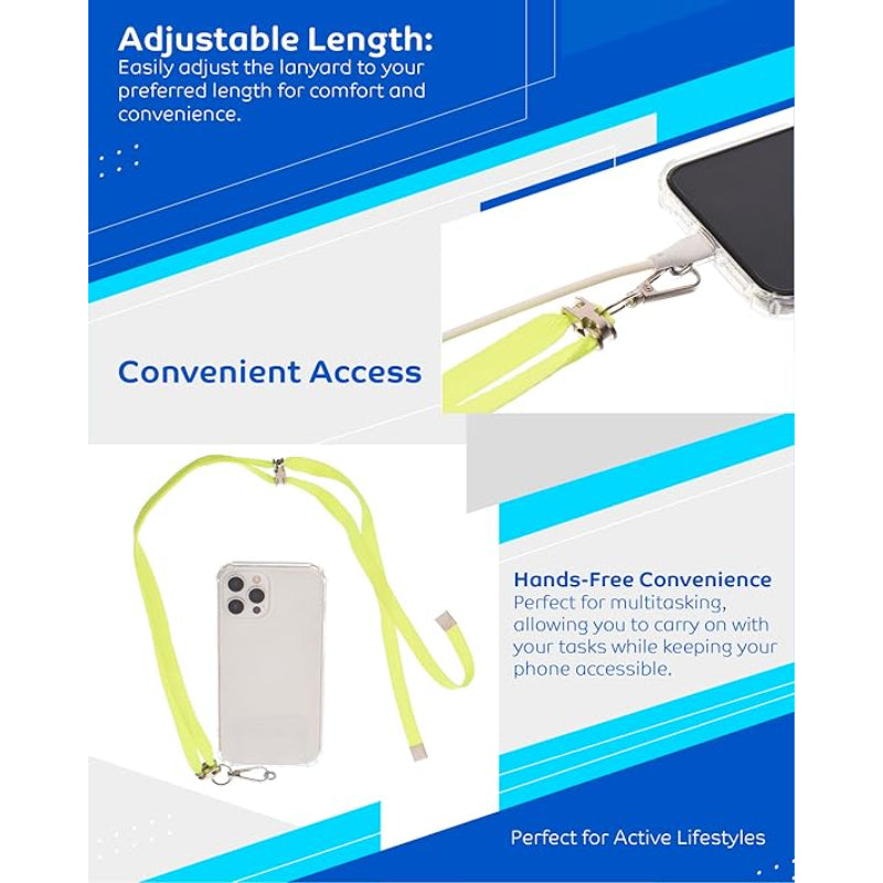 G-Power Cell Phone Lanyard Convenient and Comfortable Lanyard Easy to Use Neck Phone Holder Adjustable Length Phone Strap Crossbody With Clear Patch Fits All Mobile Phones - Lemon