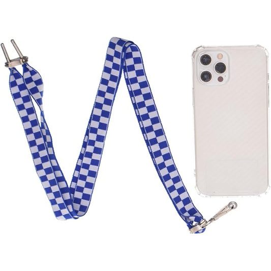 G-Power Cell Phone Lanyard Convenient and Comfortable Lanyard Easy to Use Neck Phone Holder Adjustable Length Phone Strap Crossbody With Clear Patch Fits All Mobile Phones - Blue White