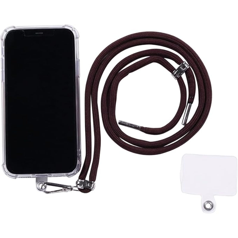 G-Power Cell Phone Lanyard Convenient and Comfortable Lanyard Easy to Use Neck Phone Holder Adjustable Length Phone Strap Crossbody With Clear Patch Fits All Mobile Phones - Dark Brown