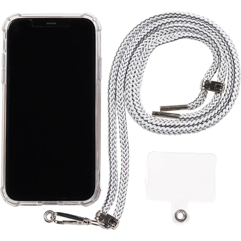 G-Power Cell Phone Lanyard Convenient and Comfortable Lanyard Easy to Use Neck Phone Holder Adjustable Length Phone Strap Crossbody With Clear Patch Fits All Mobile Phones - White Black