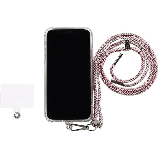 G-Power Cell Phone Lanyard Convenient and Comfortable Lanyard Easy to Use Neck Phone Holder Adjustable Length Phone Strap Crossbody With Clear Patch Fits All Mobile Phones - White Wine