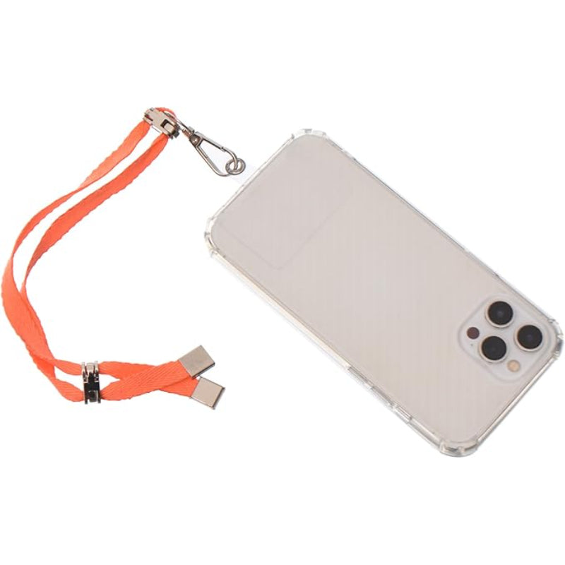 G-Power Cell Phone Lanyard Convenient and Comfortable Lanyard Easy to Use Adjustable Length Phone Strap with Clear Patch Fits All Mobile Phones - Orange