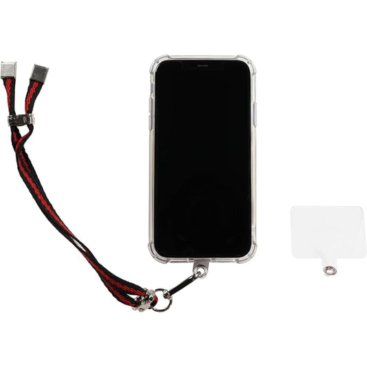 G-Power Cell Phone Lanyard Convenient and Comfortable Lanyard Easy to Use Adjustable Length Phone Strap with Clear Patch Fits All Mobile Phones - Black Red