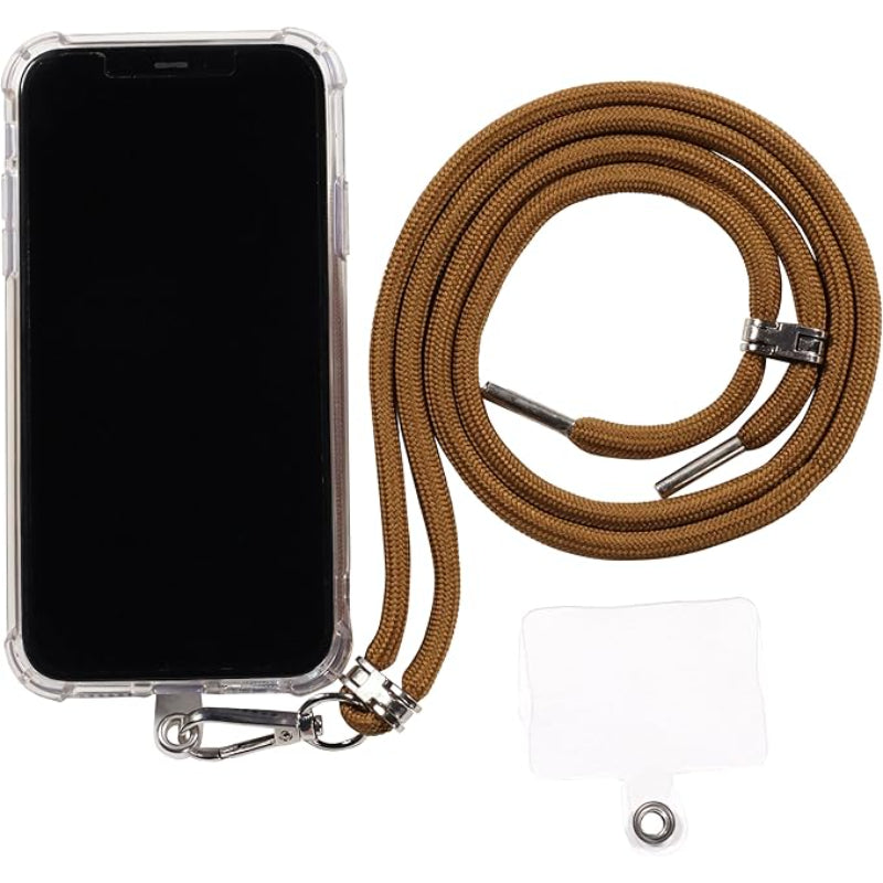 G-Power Cell Phone Lanyard Convenient and Comfortable Lanyard Easy to Use Neck Phone Holder Adjustable Length Phone Strap Crossbody With Clear Patch Fits All Mobile Phones - Brown