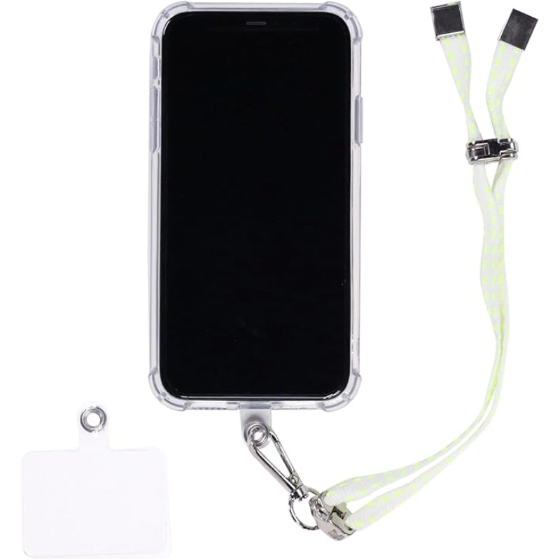 G-Power Cell Phone Lanyard Convenient and Comfortable Lanyard Easy to Use Adjustable Length Phone Strap with Clear Patch Fits All Mobile Phones - White Lemon