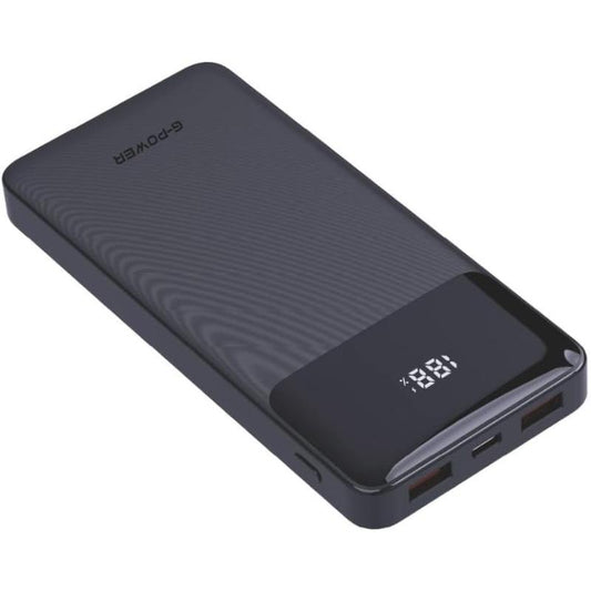 G-Power GP-PB010 Power Bank | 10,000mAh, LED Display, 2 USB & Type-C Ports, 22.5W Quick Charge - Black