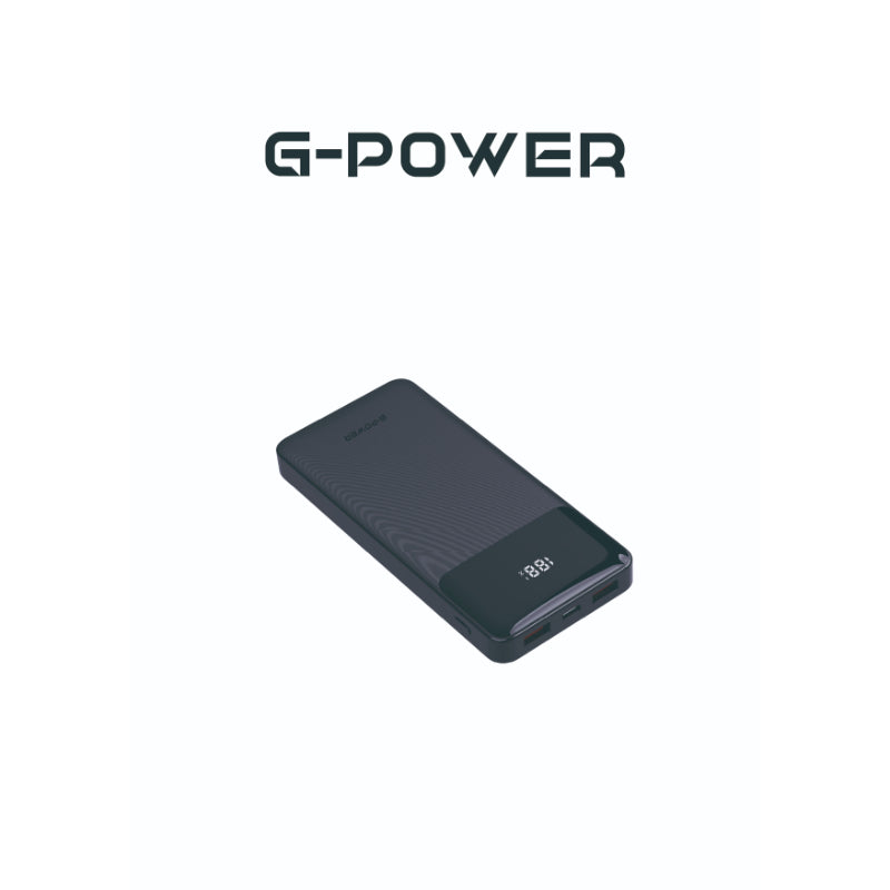 باور بانك G-Power GP-PB010 بمخرج Type-c ومدخل Micro بقوة 10000 مللي أمبير في الساعة 22.5 وات - أسود