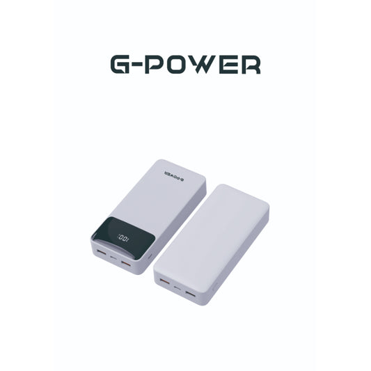 باور بانك G-Power GP-PB013 بمخرج Type-c ومدخل Micro بسعة 20000 مللي أمبير في الساعة وقوة 22.5 وات - أبيض