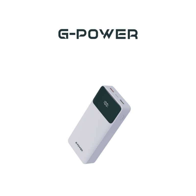 باور بانك G-Power GP-PB013 بمخرج Type-c ومدخل Micro بسعة 20000 مللي أمبير في الساعة وقوة 22.5 وات - أبيض