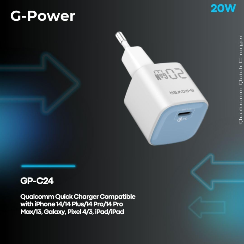 G-Power GP-C24 20W Single USB-C - أزرق
