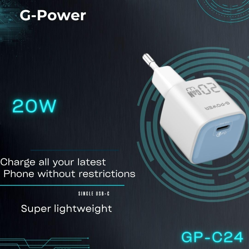 G-Power GP-C24 20W Single USB-C - أزرق