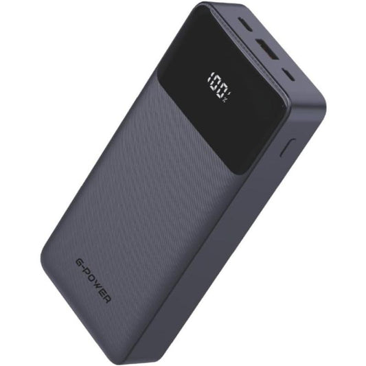 G-Power GP-PB012 Power Bank | 20,000mAh, LED Display, 3 Ports, 2 Built-in Cables, 22.5W Quick Charge - Black