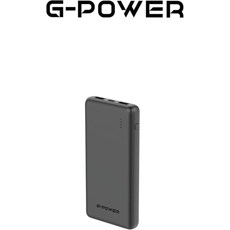 بنك طاقة G-Power GP-PB014 بمخرج Type-c ومدخل Micro وإضاءة LED بقوة 10000 مللي أمبير في الساعة 2 أمبير - أسود