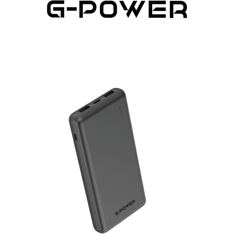 بنك طاقة G-Power GP-PB014 بمخرج Type-c ومدخل Micro وإضاءة LED بقوة 10000 مللي أمبير في الساعة 2 أمبير - أسود