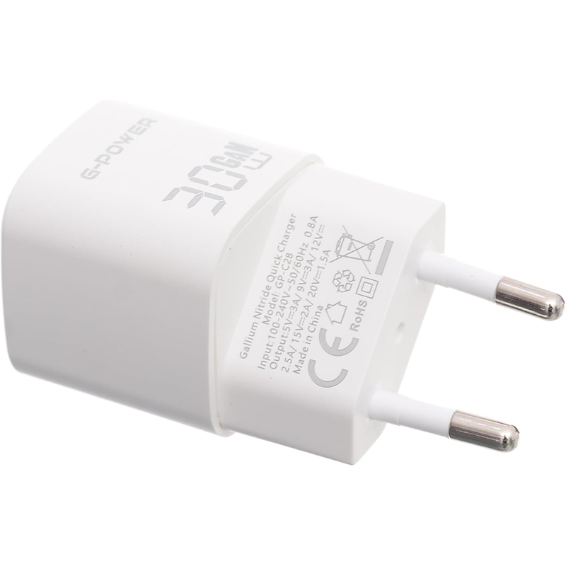 شاحن سريع G-Power GP-C28 بمنفذ USB-C من كوالكوم بقوة 30 واط - أزرق