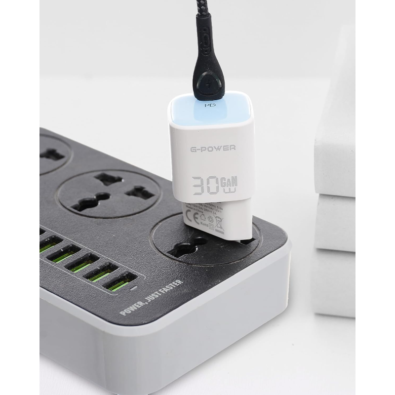 شاحن سريع G-Power GP-C28 بمنفذ USB-C من كوالكوم بقوة 30 واط - أزرق