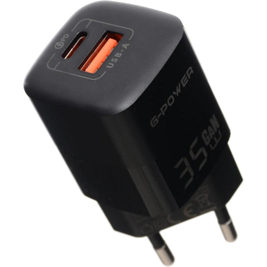 G-Power GP-C4 35W Dual USB Charger | USB-A & USB-C, Quick Charge 3.0 - Black
