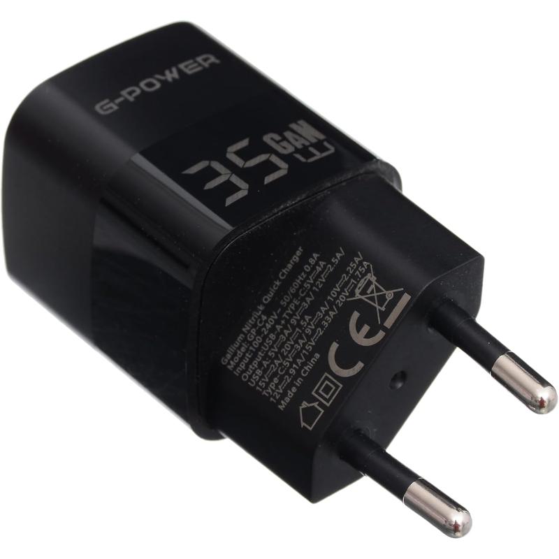 شاحن G-Power GP-C4 ثنائي USB بقوة 35 واط | USB-A وUSB-C، شحن سريع 3.0 - أسود