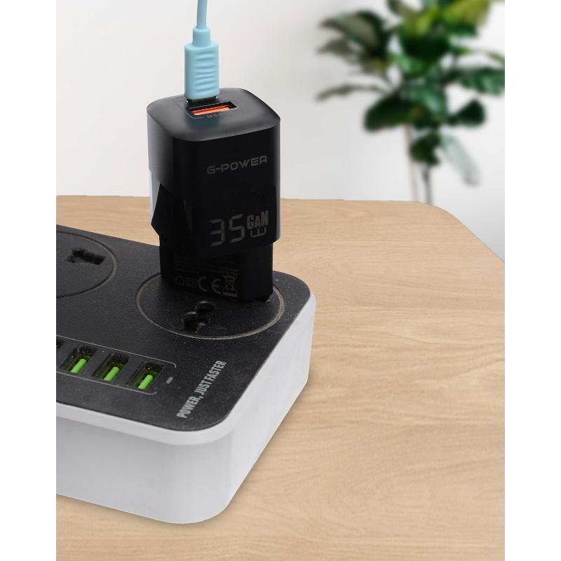 شاحن G-Power GP-C4 ثنائي USB بقوة 35 واط | USB-A وUSB-C، شحن سريع 3.0 - أسود