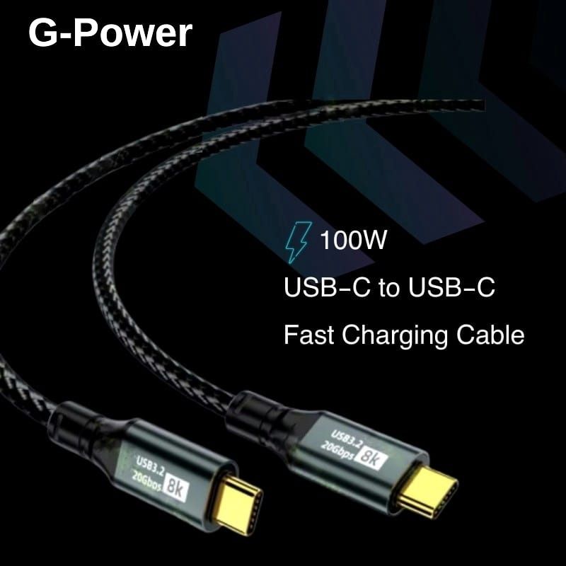 G-Power GP-C36 USB-C to USB-C Cable | 100W Fast Charging, 1M, Data Transfer - Black