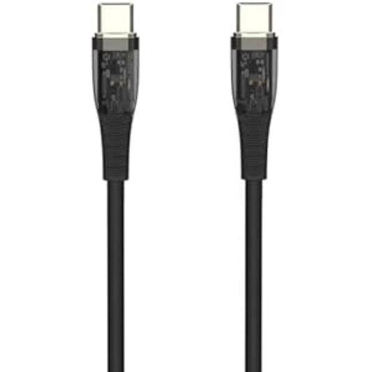 كابل شحن سريع G-Power GP-C34 (USB-C إلى USB-C) بقوة 65 وات بطول 1200 مم متوافق مع جميع أجهزة USB-C، بما في ذلك الهواتف والأجهزة اللوحية وأجهزة الكمبيوتر المحمولة، للشحن ونقل البيانات - أسود