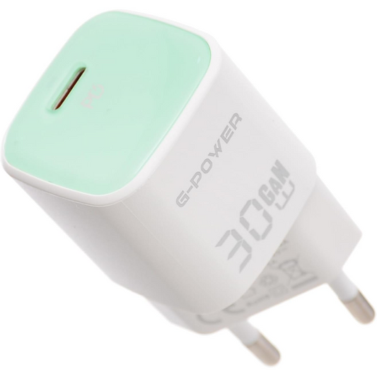 G-Power GP-C29 30W Single USB-C Qualcomm Quick Charger Compatible with iPhone 14/14 Plus/14 Pro/14 Pro Max/13, Galaxy, Pixel 4/3, iPad/iPad  - Green