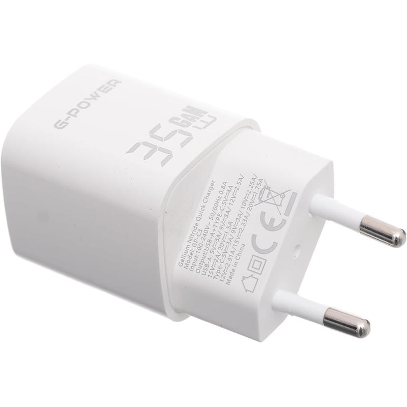 G-Power GP-C3 35W Dual USB Charger | USB-A & USB-C, Quick Charge 3.0 - White