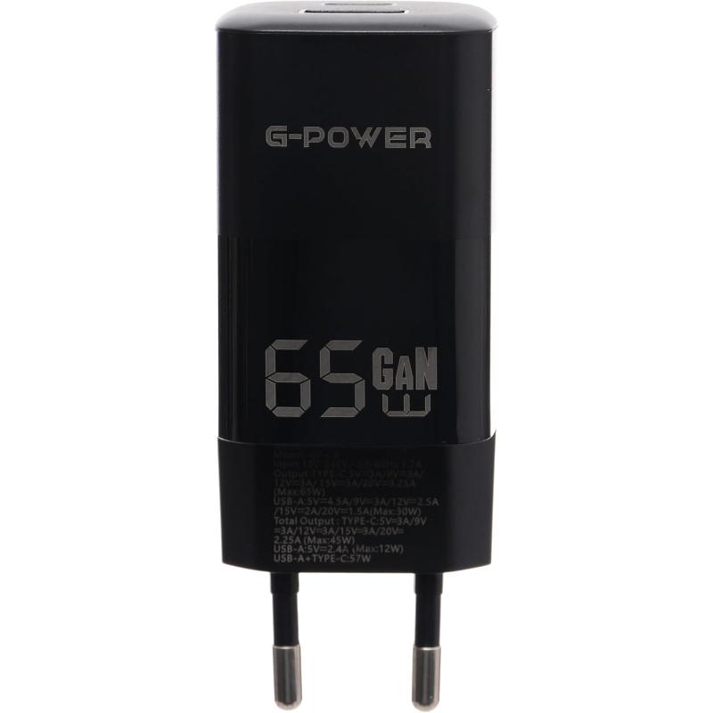 شاحن G-Power GP-C8 ثنائي USB بقوة 65 واط | USB-A وUSB-C، شحن سريع 3.0 - أسود