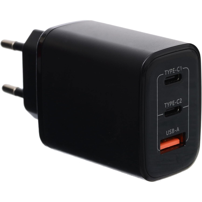 شاحن G-Power GP-C16 بقوة 67 واط بثلاثة منافذ | USB-A ومنفذان USB-C، شحن سريع 3.0 - أسود