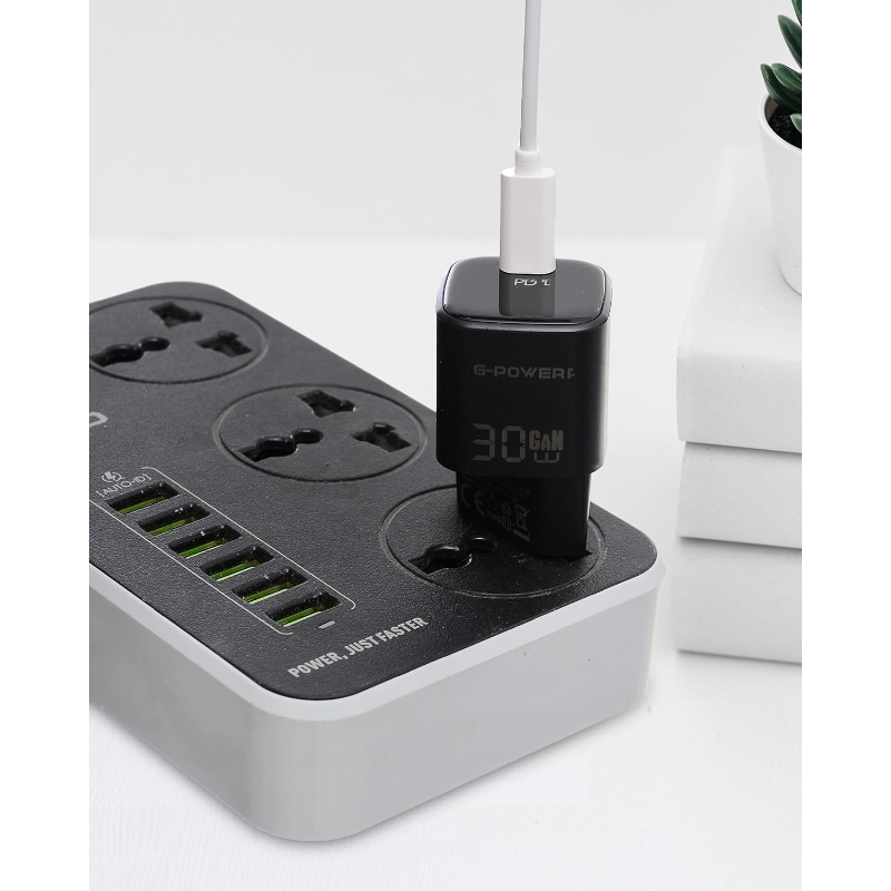 شاحن سريع G-Power GP-C26 بمنفذ USB-C من كوالكوم بقوة 30 واط - أسود