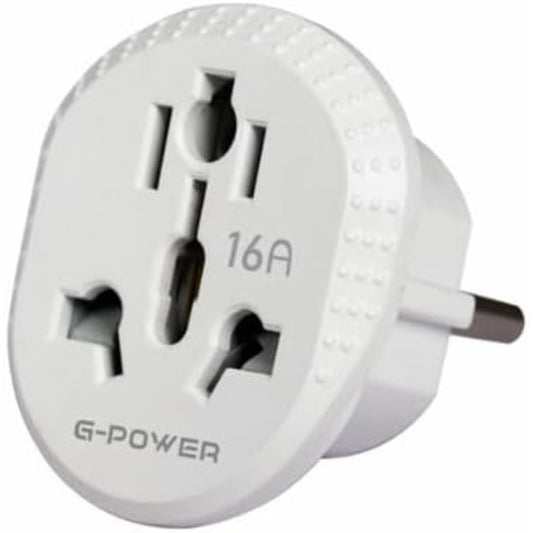 G-Power GP590WH MK Safety Adapter Triple to Dual Switching High Load Compatible With All Electrical Appliances and Chargers 16A 5mm - White