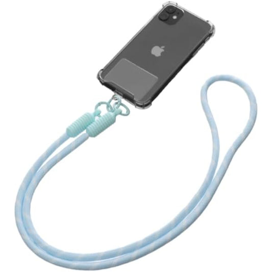 G-Power Soft Nylon Adjustable Detachable Crossbody Cell Phone Lanyard With Secure Metal Clasp Ideal For Hands-Free Outdoor Adventures 60 CM - Baby Blue White